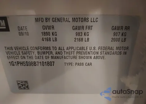 2011 Chevrolet Cruze Ltz из США, поврежденный, VIN 1G1PH5S98B7101807